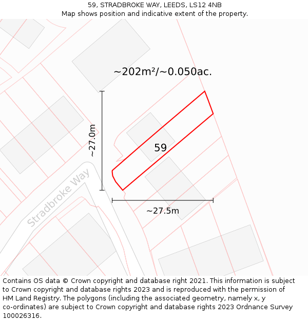 59, STRADBROKE WAY, LEEDS, LS12 4NB: Plot and title map