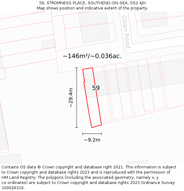 59, STROMNESS PLACE, SOUTHEND-ON-SEA, SS2 4JH: Plot and title map