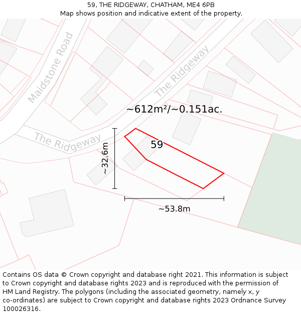 59, THE RIDGEWAY, CHATHAM, ME4 6PB: Plot and title map