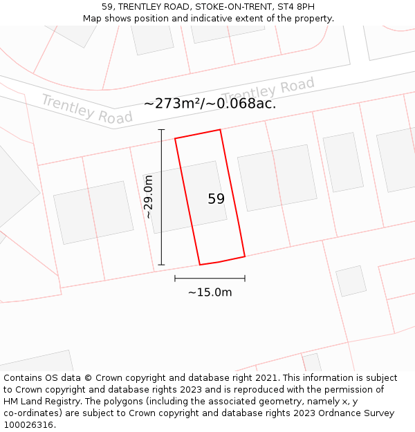 59, TRENTLEY ROAD, STOKE-ON-TRENT, ST4 8PH: Plot and title map