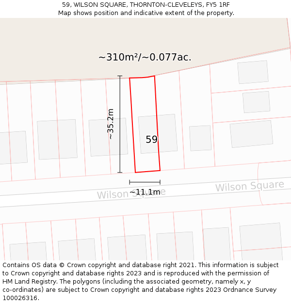 59, WILSON SQUARE, THORNTON-CLEVELEYS, FY5 1RF: Plot and title map