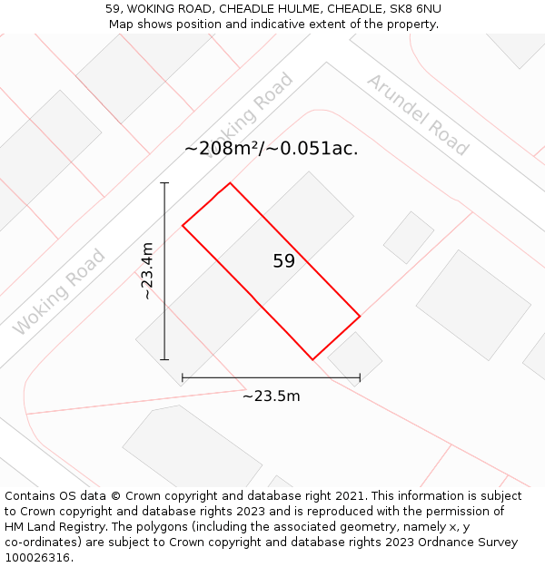 59, WOKING ROAD, CHEADLE HULME, CHEADLE, SK8 6NU: Plot and title map