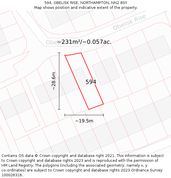 594, OBELISK RISE, NORTHAMPTON, NN2 8SY: Plot and title map