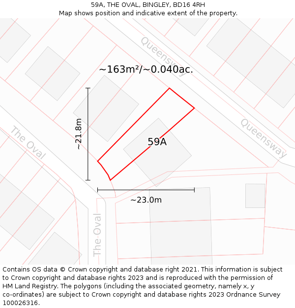 59A, THE OVAL, BINGLEY, BD16 4RH: Plot and title map