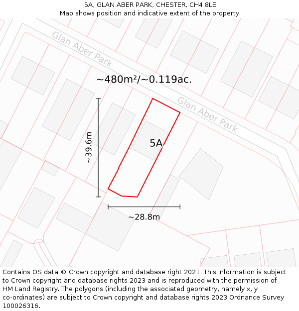 5A, GLAN ABER PARK, CHESTER, CH4 8LE: Plot and title map