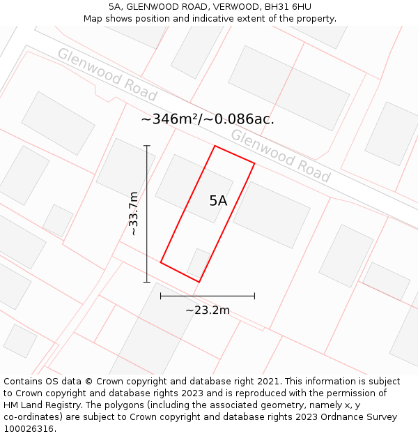 5A, GLENWOOD ROAD, VERWOOD, BH31 6HU: Plot and title map