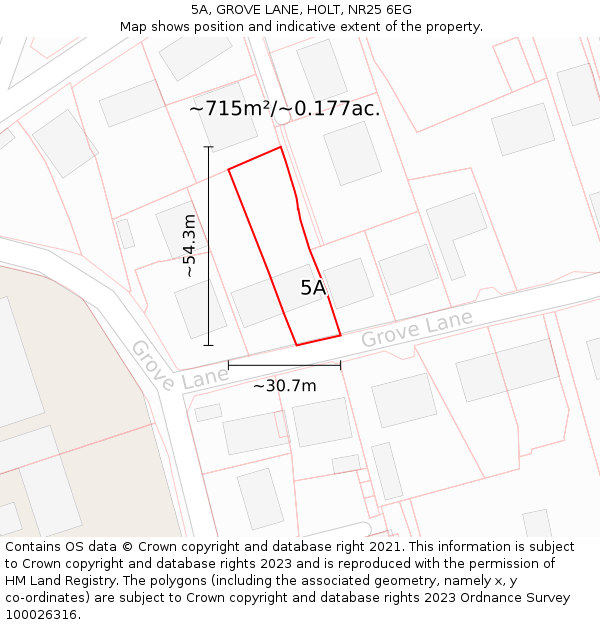 5A, GROVE LANE, HOLT, NR25 6EG: Plot and title map