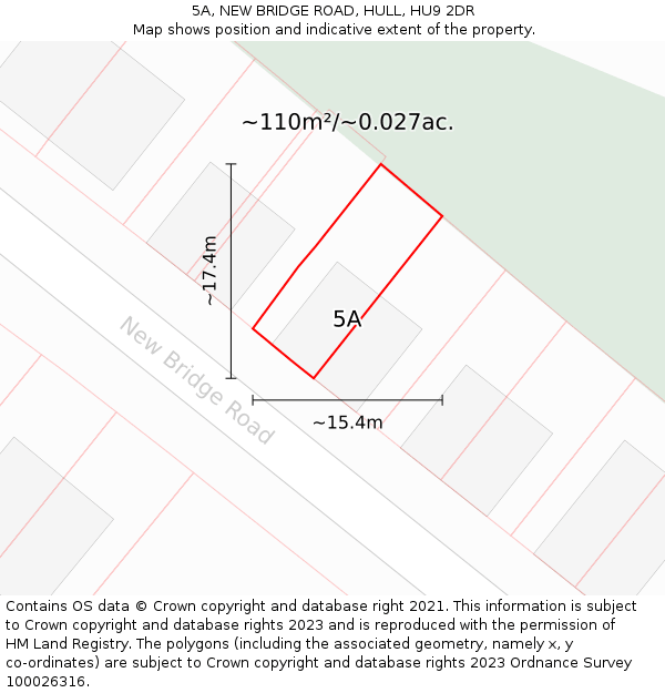 5A, NEW BRIDGE ROAD, HULL, HU9 2DR: Plot and title map