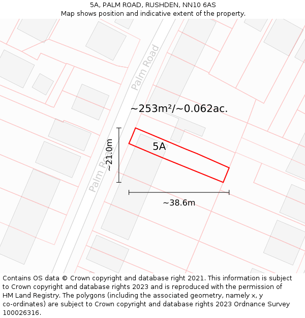 5A, PALM ROAD, RUSHDEN, NN10 6AS: Plot and title map