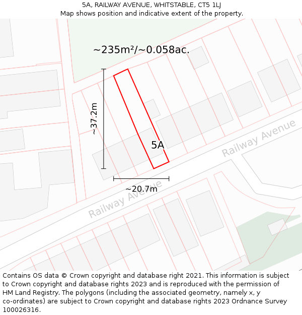 5A, RAILWAY AVENUE, WHITSTABLE, CT5 1LJ: Plot and title map