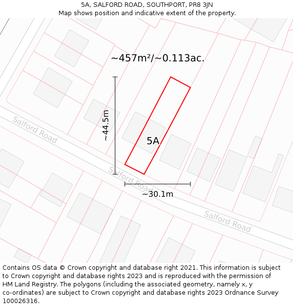 5A, SALFORD ROAD, SOUTHPORT, PR8 3JN: Plot and title map