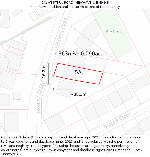 5A, WESTERN ROAD, NEWHAVEN, BN9 9JS: Plot and title map