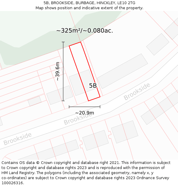 5B, BROOKSIDE, BURBAGE, HINCKLEY, LE10 2TG: Plot and title map