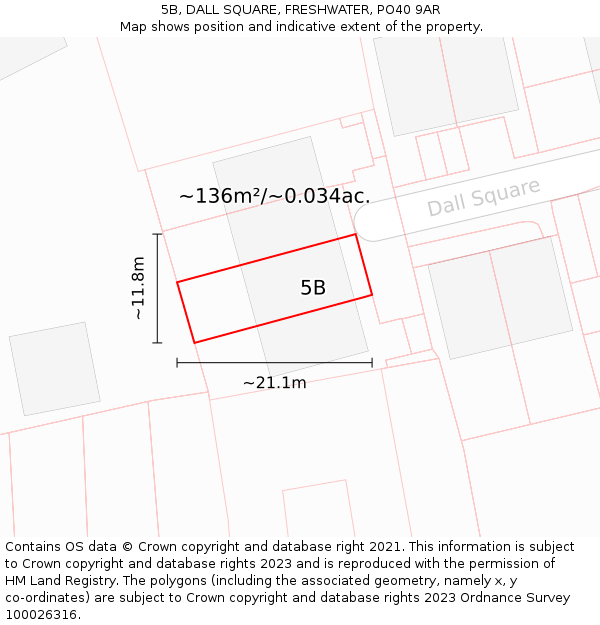 5B, DALL SQUARE, FRESHWATER, PO40 9AR: Plot and title map