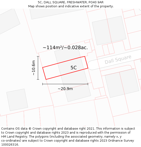 5C, DALL SQUARE, FRESHWATER, PO40 9AR: Plot and title map