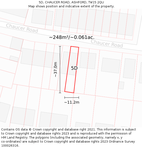 5D, CHAUCER ROAD, ASHFORD, TW15 2QU: Plot and title map