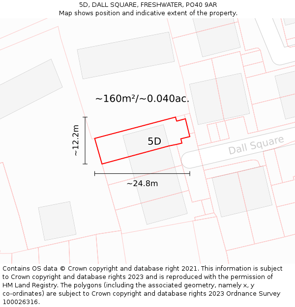 5D, DALL SQUARE, FRESHWATER, PO40 9AR: Plot and title map