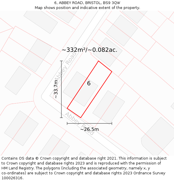 6, ABBEY ROAD, BRISTOL, BS9 3QW: Plot and title map