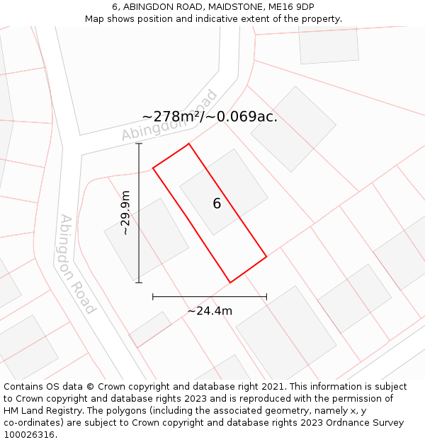 6, ABINGDON ROAD, MAIDSTONE, ME16 9DP: Plot and title map