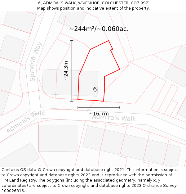 6, ADMIRALS WALK, WIVENHOE, COLCHESTER, CO7 9SZ: Plot and title map