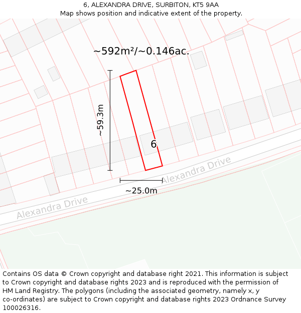 6, ALEXANDRA DRIVE, SURBITON, KT5 9AA: Plot and title map
