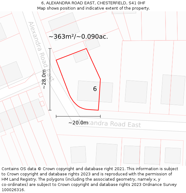 6, ALEXANDRA ROAD EAST, CHESTERFIELD, S41 0HF: Plot and title map