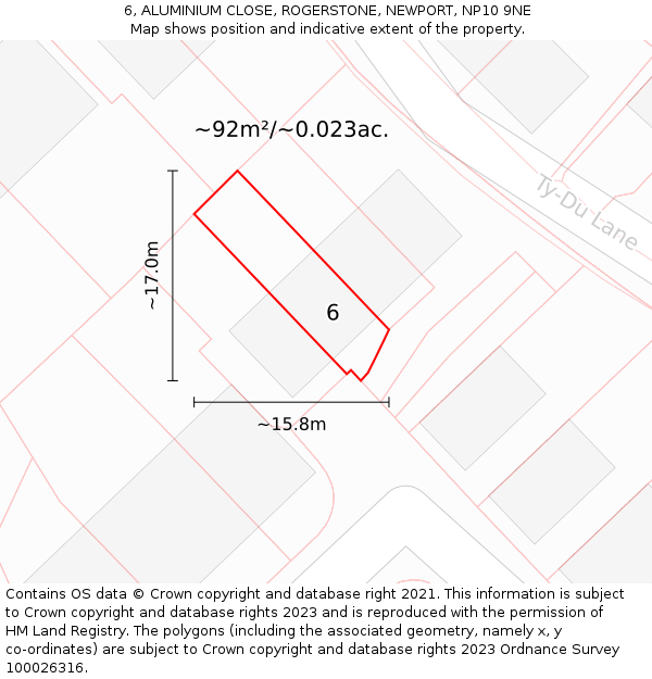6, ALUMINIUM CLOSE, ROGERSTONE, NEWPORT, NP10 9NE: Plot and title map