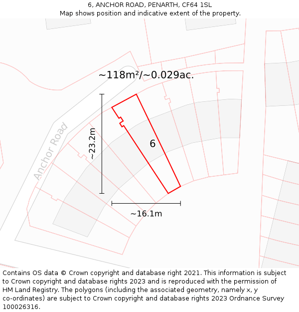 6, ANCHOR ROAD, PENARTH, CF64 1SL: Plot and title map