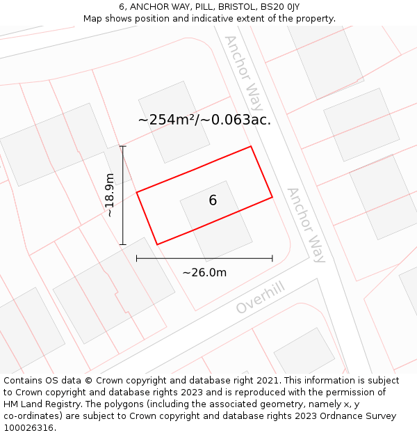 6, ANCHOR WAY, PILL, BRISTOL, BS20 0JY: Plot and title map