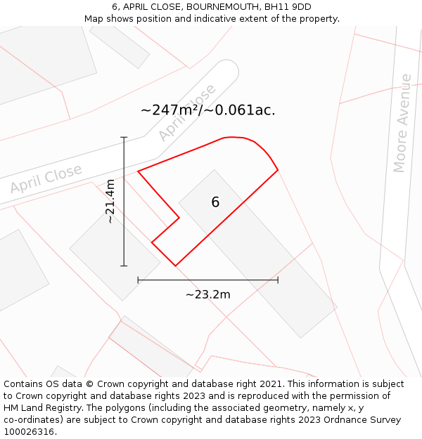 6, APRIL CLOSE, BOURNEMOUTH, BH11 9DD: Plot and title map