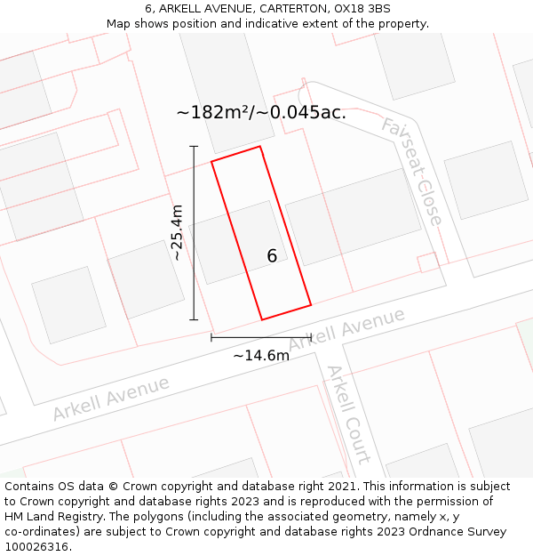 6, ARKELL AVENUE, CARTERTON, OX18 3BS: Plot and title map