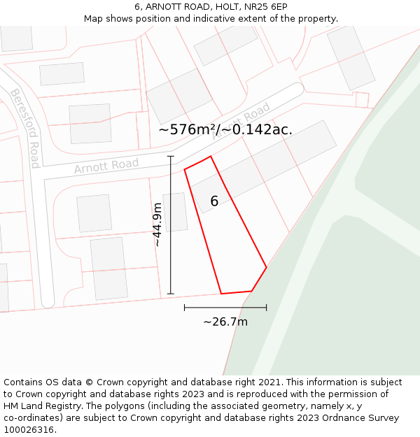 6, ARNOTT ROAD, HOLT, NR25 6EP: Plot and title map