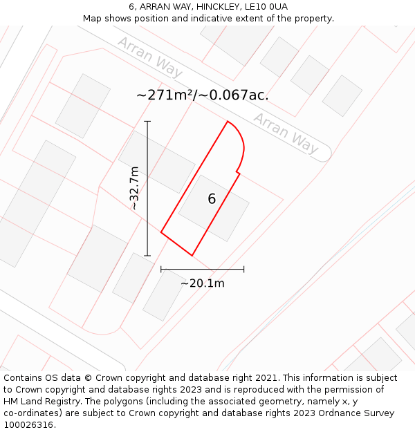 6, ARRAN WAY, HINCKLEY, LE10 0UA: Plot and title map