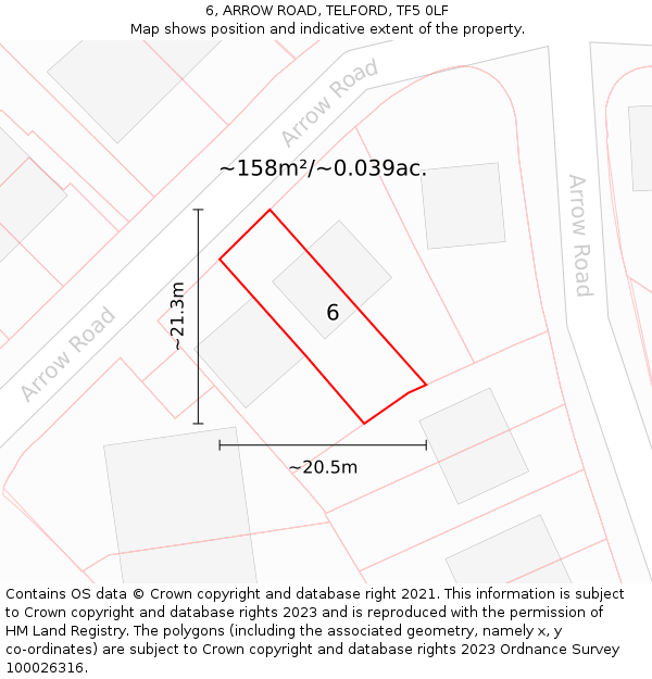 6, ARROW ROAD, TELFORD, TF5 0LF: Plot and title map