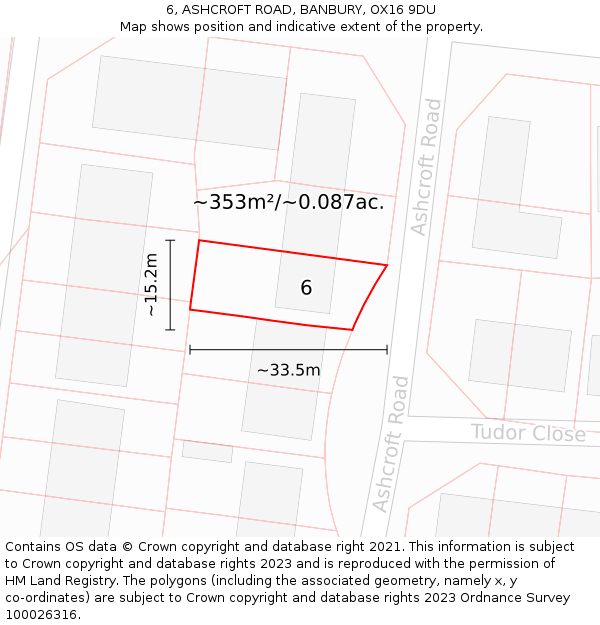 6, ASHCROFT ROAD, BANBURY, OX16 9DU: Plot and title map