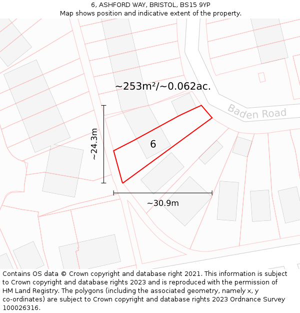 6, ASHFORD WAY, BRISTOL, BS15 9YP: Plot and title map