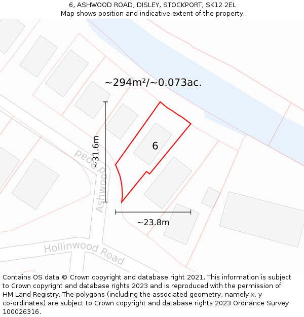 6, ASHWOOD ROAD, DISLEY, STOCKPORT, SK12 2EL: Plot and title map