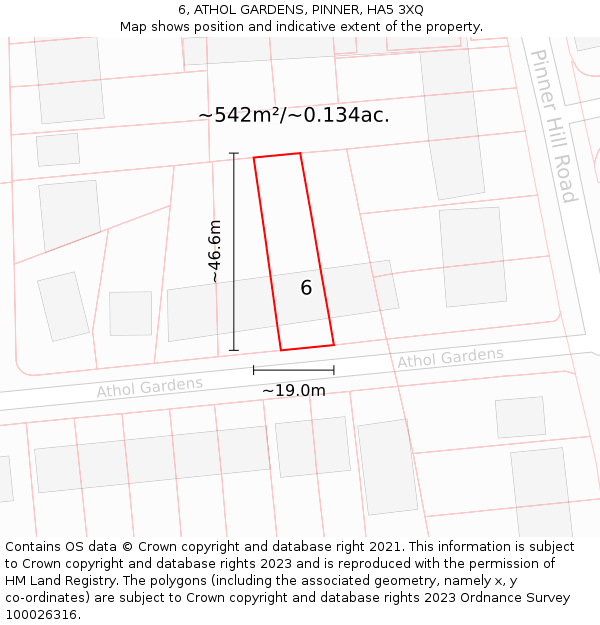 6, ATHOL GARDENS, PINNER, HA5 3XQ: Plot and title map