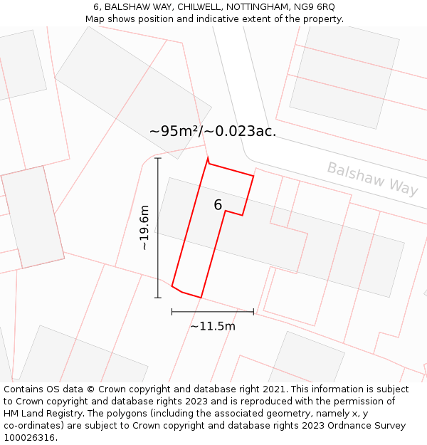 6, BALSHAW WAY, CHILWELL, NOTTINGHAM, NG9 6RQ: Plot and title map