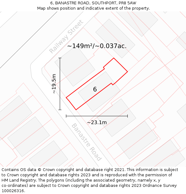 6, BANASTRE ROAD, SOUTHPORT, PR8 5AW: Plot and title map