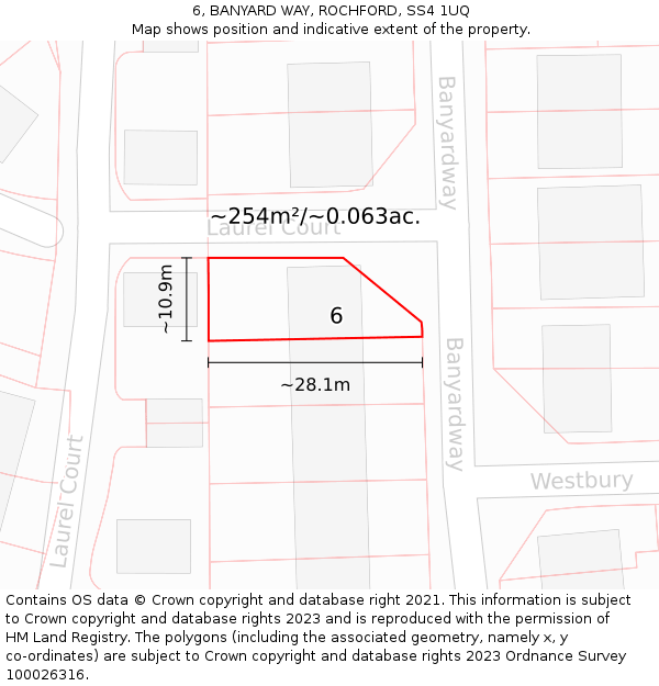 6, BANYARD WAY, ROCHFORD, SS4 1UQ: Plot and title map