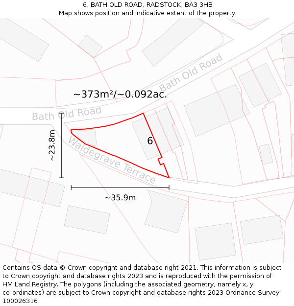 6, BATH OLD ROAD, RADSTOCK, BA3 3HB: Plot and title map