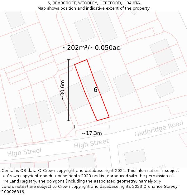 6, BEARCROFT, WEOBLEY, HEREFORD, HR4 8TA: Plot and title map