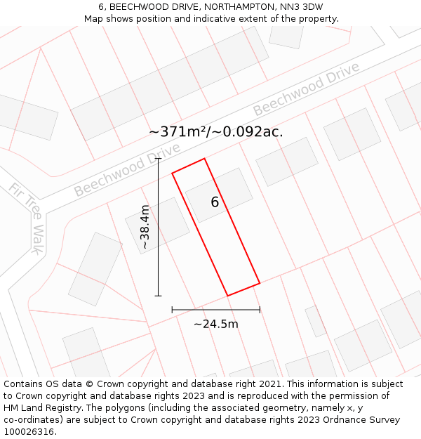 6, BEECHWOOD DRIVE, NORTHAMPTON, NN3 3DW: Plot and title map