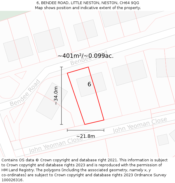 6, BENDEE ROAD, LITTLE NESTON, NESTON, CH64 9QG: Plot and title map