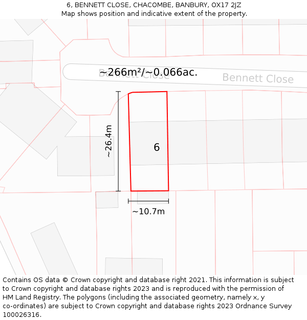 6, BENNETT CLOSE, CHACOMBE, BANBURY, OX17 2JZ: Plot and title map