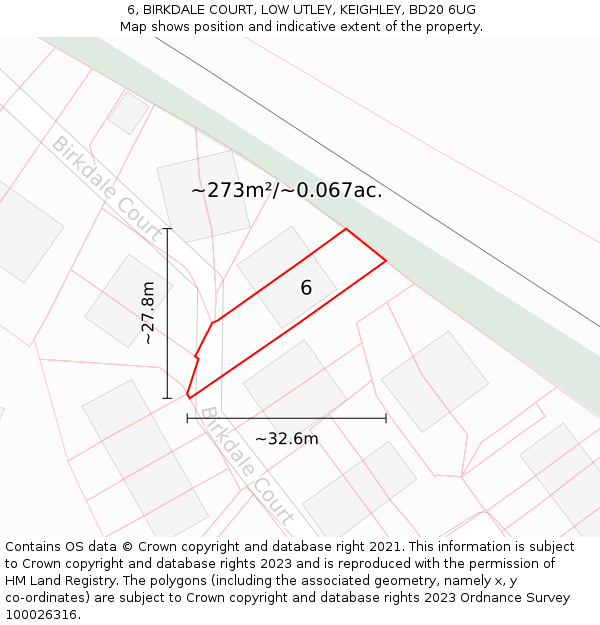 6, BIRKDALE COURT, LOW UTLEY, KEIGHLEY, BD20 6UG: Plot and title map