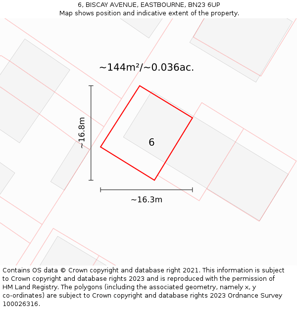 6, BISCAY AVENUE, EASTBOURNE, BN23 6UP: Plot and title map