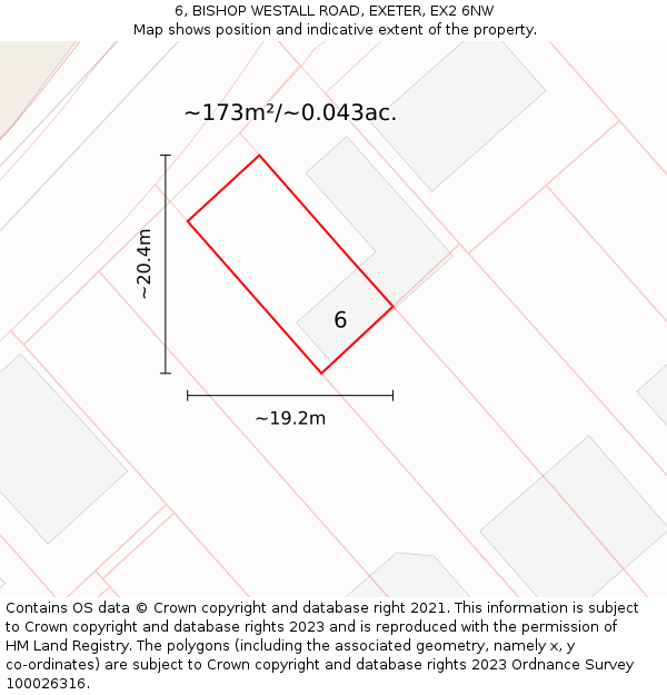 6, BISHOP WESTALL ROAD, EXETER, EX2 6NW: Plot and title map