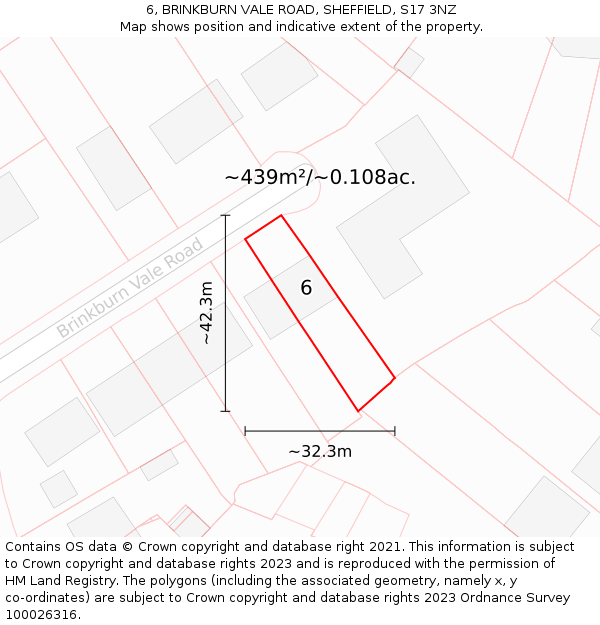 6, BRINKBURN VALE ROAD, SHEFFIELD, S17 3NZ: Plot and title map